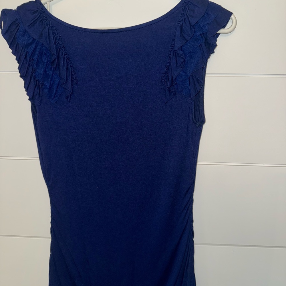 Express Deep Blue Ruffled Women's Blouse - Picture 4 of 4